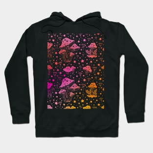 Mushroom Moon Pattern in Pink and Orange Hoodie